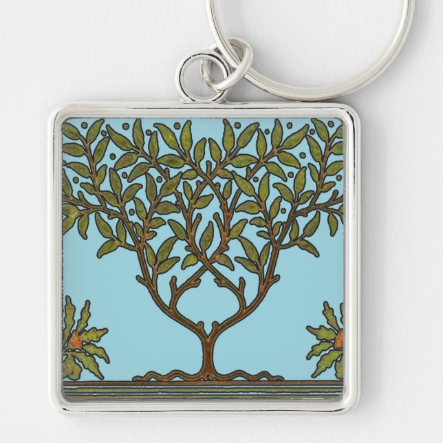 Porte-clés Papier peint frise d'arbre de William Morris (Devant)