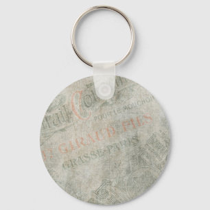 Porte-clés Papier Vintage défraîchi Collage publicitaire pari