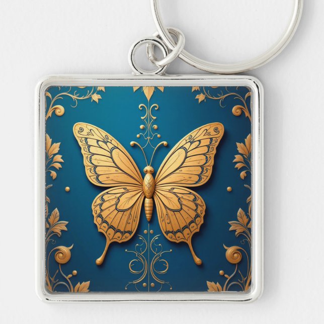 Porte-clés Papillon artistique doré orné 🦋 Cadeau 🦋 (Devant)