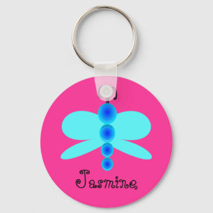 Porte-clés Papillon assez bleu nommé personnalisé