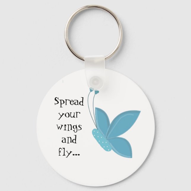 Porte-clés Papillon Bleu avec Citation (Recto)