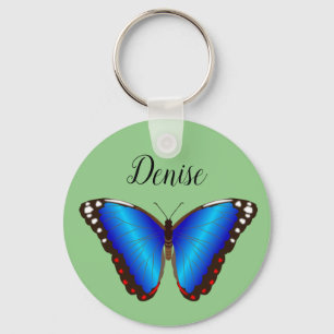 Porte-clés papillon bleu personnalisé
