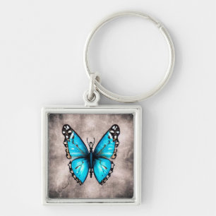 Porte-clés Papillon bleu Vintage