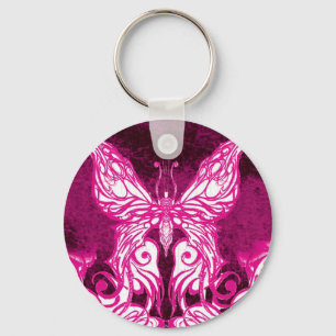 Porte-clés Papillon Celtique/Tribal Rose personnalisable