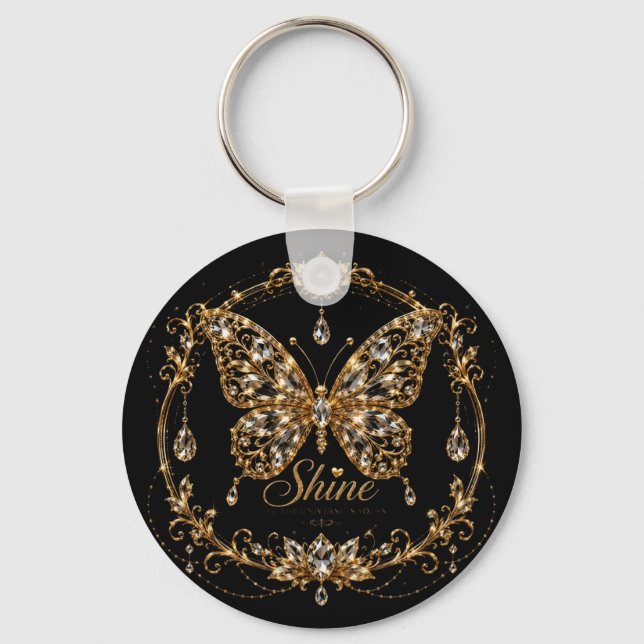 Porte-clés Papillon de cristal doré Brille Art de bijoux de l (Recto)