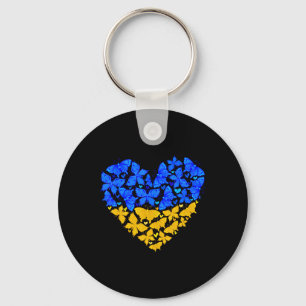Porte-clés Papillon de drapeau ukrainien Cœur vintage ukraini