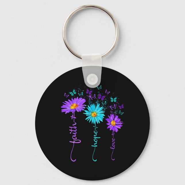 Porte-clés Papillon de foi d'espérance d'amour de marguerite  (Recto)