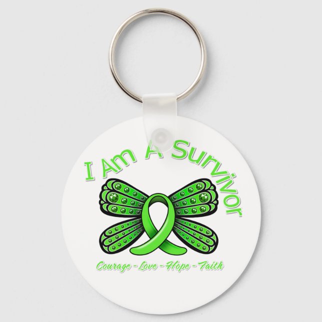 Porte-clés Papillon de la maladie de Lyme Je suis un survivan (Recto)