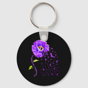 Porte-clés Papillon de marguerite violet sensibilisation à la