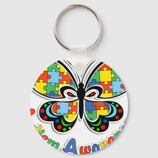 Porte-clés Papillon de Sensibilisation à l'Autisme Espoir Pou (Recto)