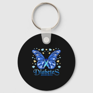 Porte-clés Papillon de sensibilisation au diabète Blue Ribbon