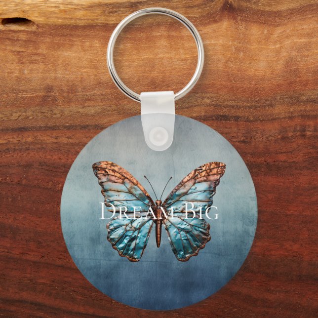 Porte-clés Papillon de texture gris bleu (Recto)