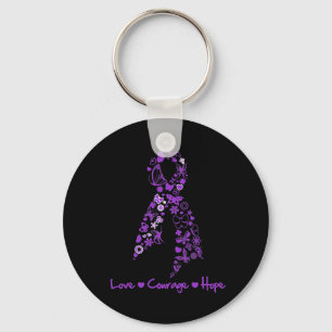 Porte-clés Papillon d'espoir de courage d'amour - Cancer
