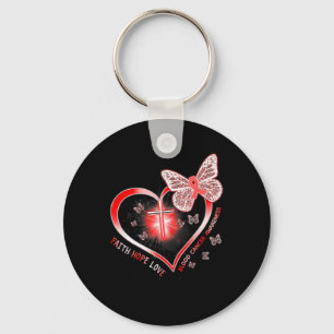 Porte-clés Papillon d'espoir foi et amour pour le cancer du s