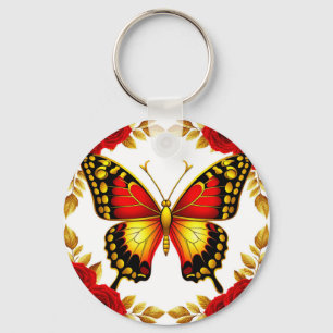 Porte-clés Papillon Doré Avec Roses Pour Un Style Quotidien �