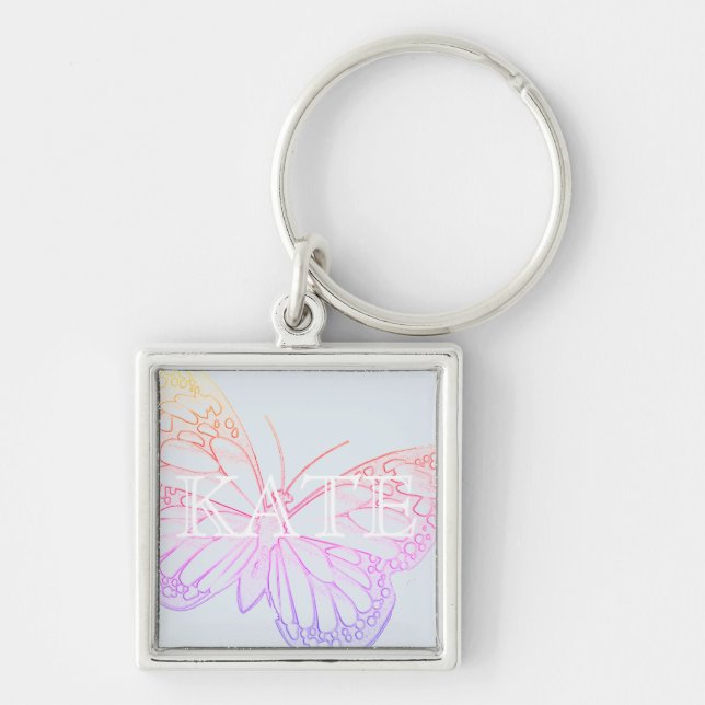 Porte-clés Papillon doux coloré Art (Devant)