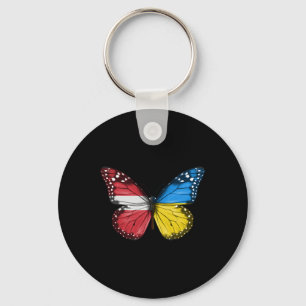 Porte-clés Papillon du drapeau letton ukrainien Lettonie Ukra