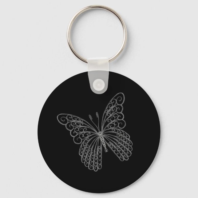 Porte-clés papillon en filigrane noir (Recto)
