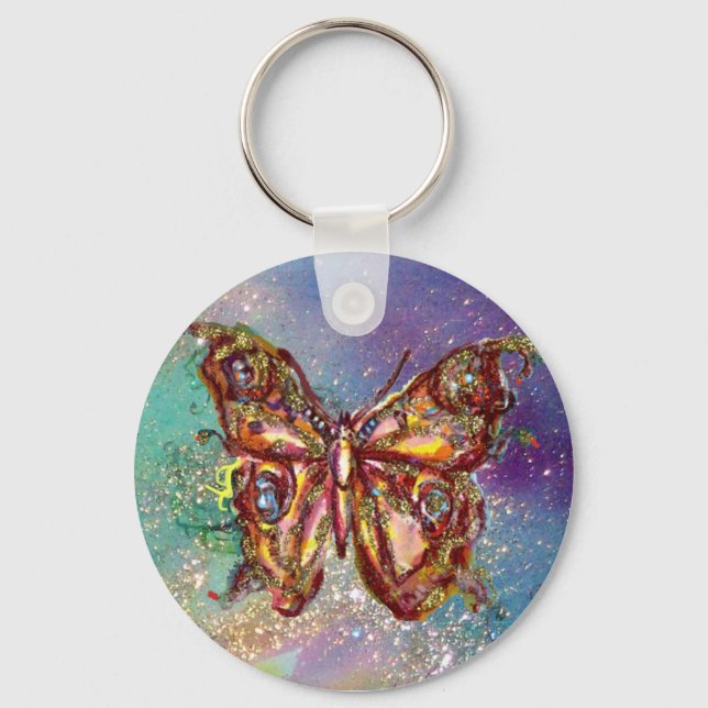 PORTE-CLÉS PAPILLON EN PAILLETTES D'OR (Recto)