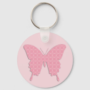 Porte-clés Papillon en papier peint - rose clair