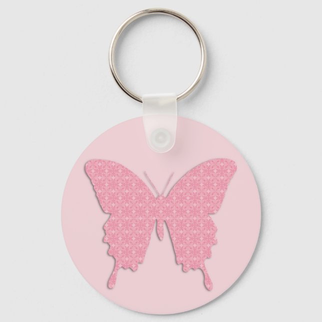 Porte-clés Papillon en papier peint - rose clair (Recto)