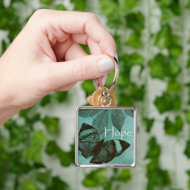 Porte-clés Papillon Espoir Inspiration Vert (main)