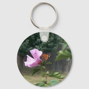 Porte-clés Papillon et Rose de Sharon