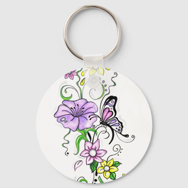 Porte-clés Papillon floral (Recto)