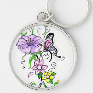 Porte-clés Papillon floral