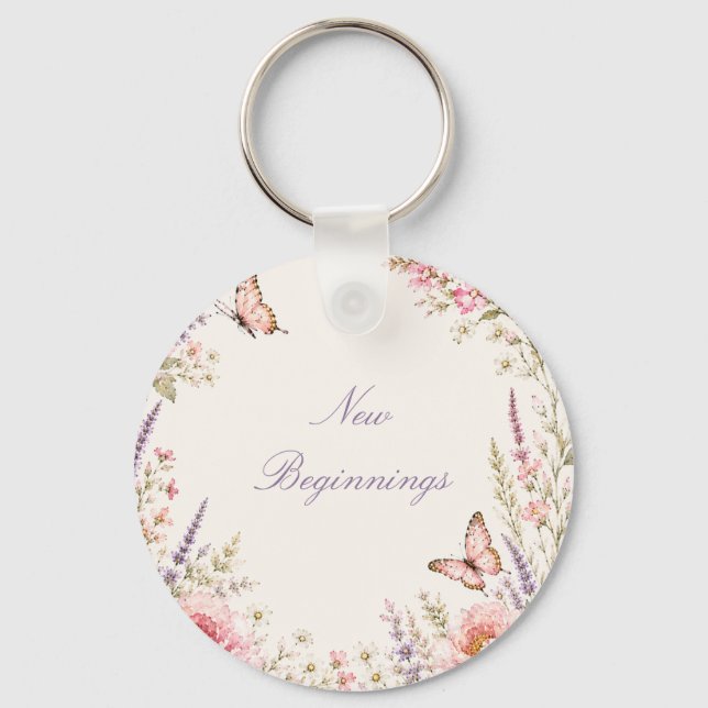 Porte-clés Papillon floral personnalisé  (Recto)
