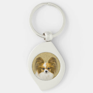 Porte-clés Papillon (Hound Tri) Peinture - Art Chien original