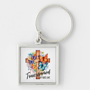 Porte-clés Papillon inspiré/Croix florale