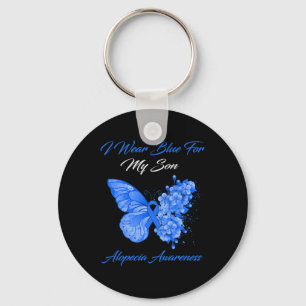 Porte-clés Papillon Je Porte Du Bleu Pour Mon Fils Alopecia L