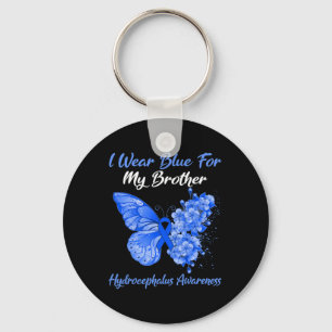 Porte-clés Papillon Je Porte Du Bleu Pour Mon Frère Hydrocéph