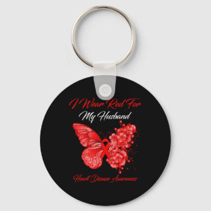 Porte-clés Papillon Je Porte Du Rouge Pour La Maladie Cardiaq