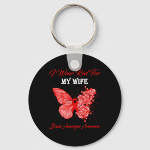 Porte-clés Papillon Je Porte Le Rouge Pour Ma Femme Cerveau A
