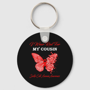 Porte-clés Papillon Je Porte Le Rouge Pour Mon Cousin Sickle