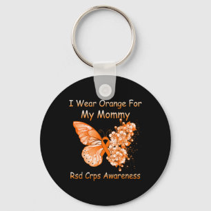Porte-clés Papillon Je Porte Orange Pour Ma Maman RSD CRPS Aw