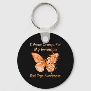 Porte-clés Papillon Je Porte Orange Pour Mon Grand-Père Crps