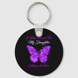 Porte-clés Papillon Je Porte Violet Pour Ma Mère Épilepsie
