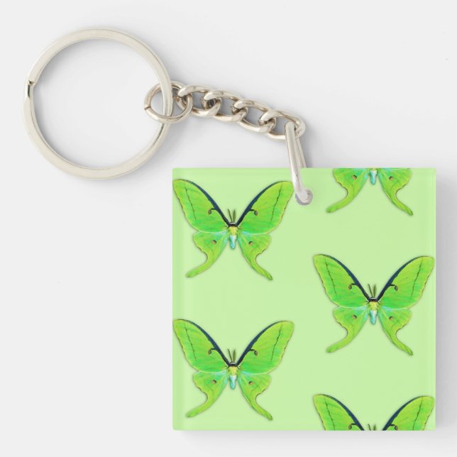 Porte-clés Papillon lune sur fond vert pâle (Devant)