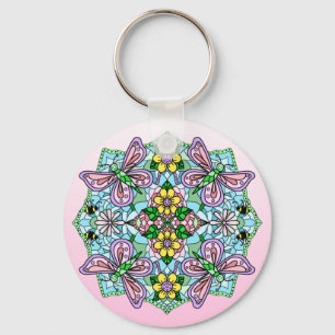 Porte-clés Papillon Mandala main lunaire tiré