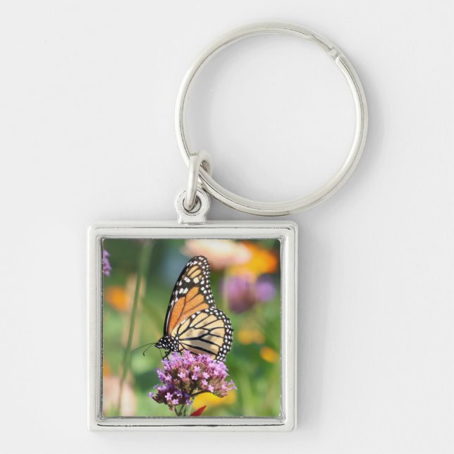 Porte-clés Papillon Monarque sur Verbena (Devant)