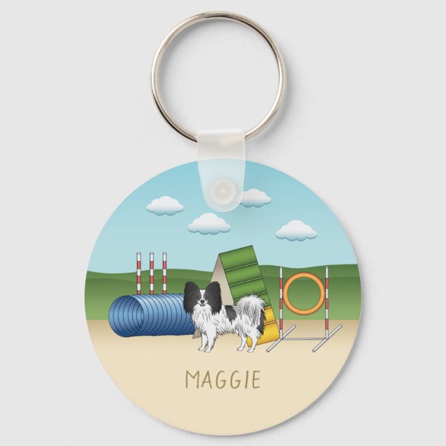 Porte-clés Papillon Noir Et Blanc Avec Équipement D'Agilité (Recto)
