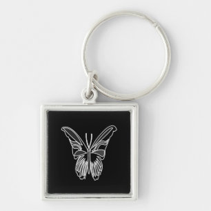 Porte-clés Papillon noir et blanc Luna Moth