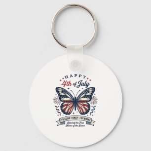 Porte-clés Papillon Patriotique Bonne Fête du 4 Juillet Desig
