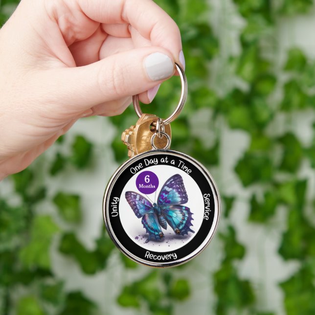Porte-clés Papillon personnalisé cadeau de sobriété - Clean c (Main)