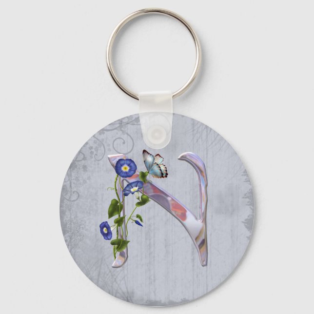 Porte-clés Papillon précieux initial N (Recto)