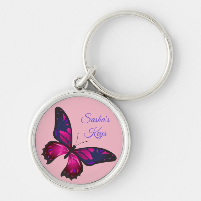 Porte-clés Papillon rose *Personnaliser* (Devant)