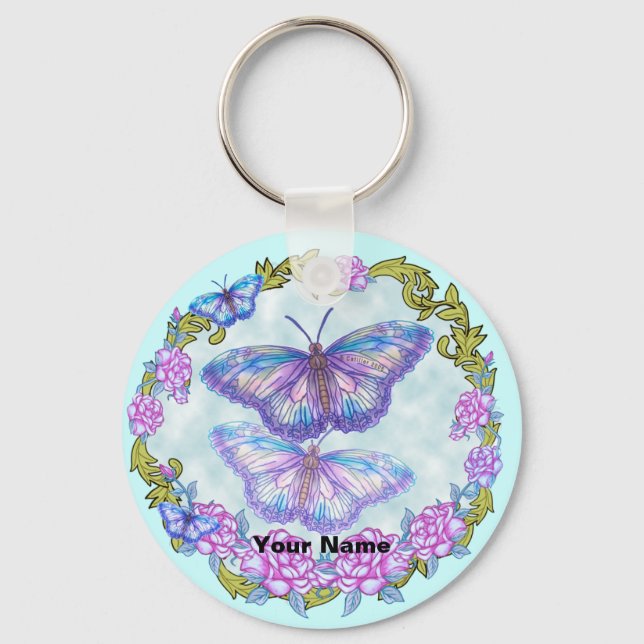 Porte-clés papillon roses (Recto)